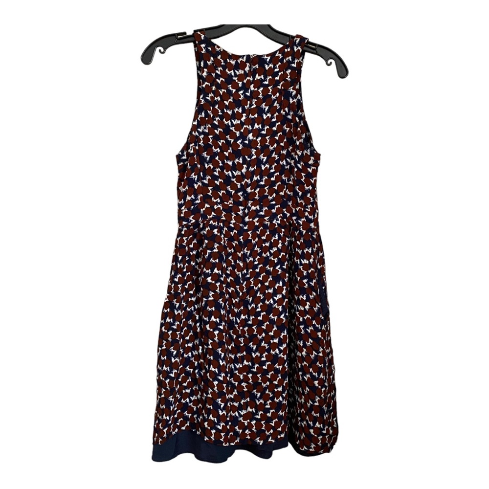 J. Crew Navy/Maroon Lined Geometric Contrast Sleeveless Pockets Dress 2 - Picture 5 of 10